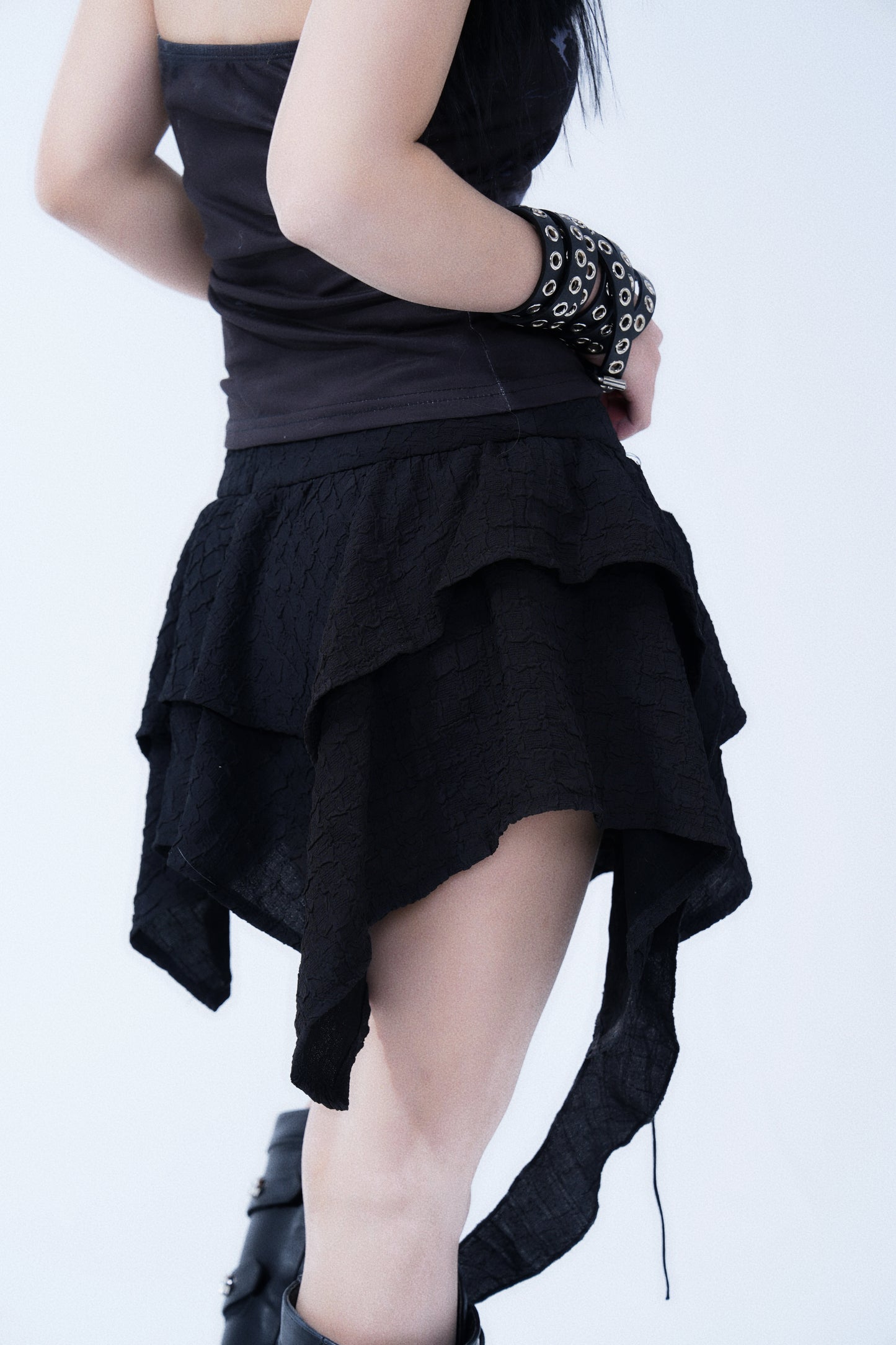 Gothic Alloy Buckle Layered Skirt