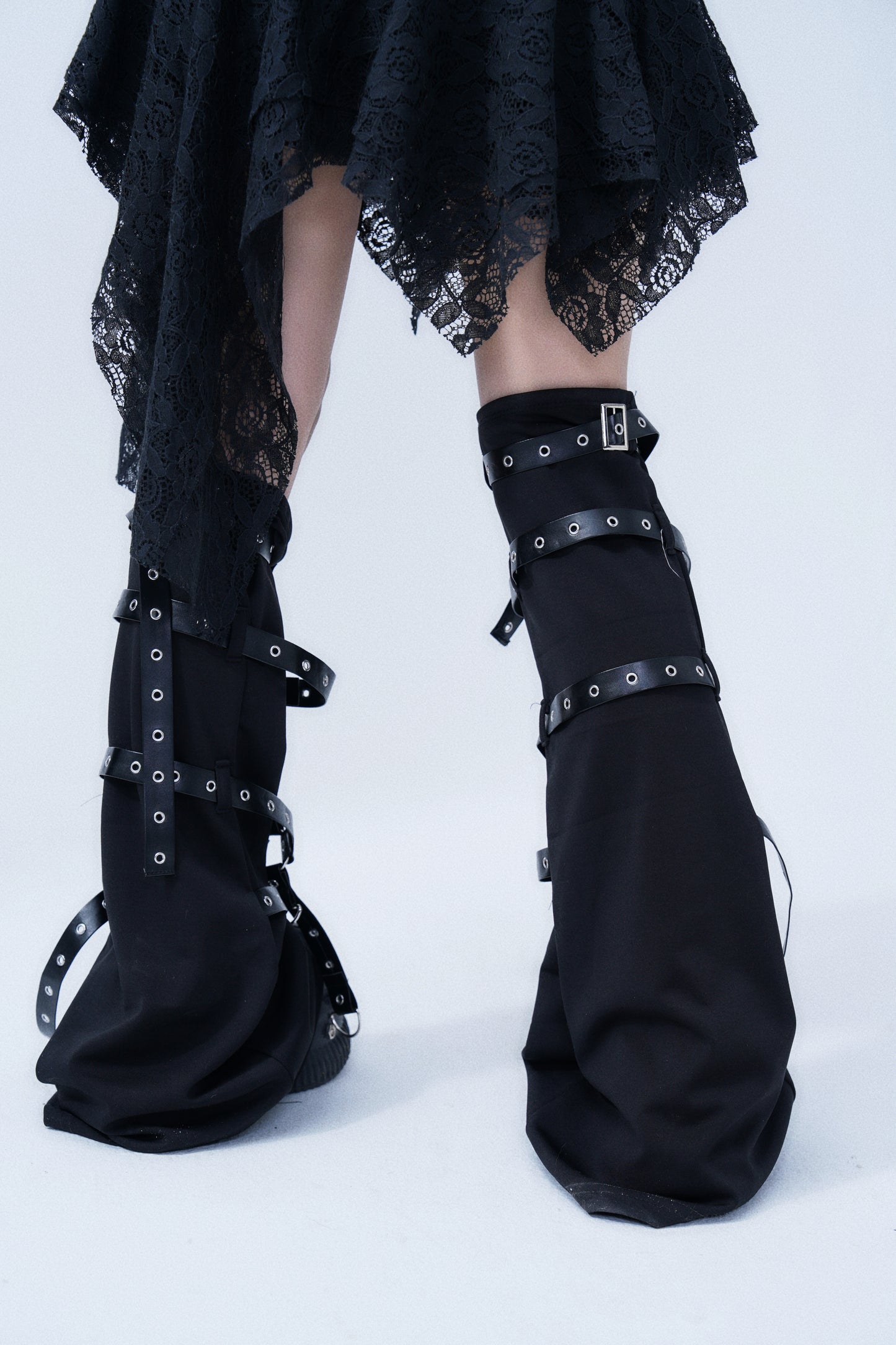 Punk Style Leather Buckle Leg Warmers