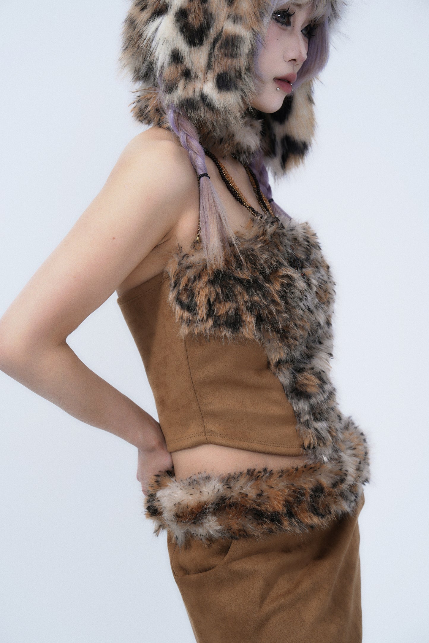 Wild Feline Faux Fur Tube Top