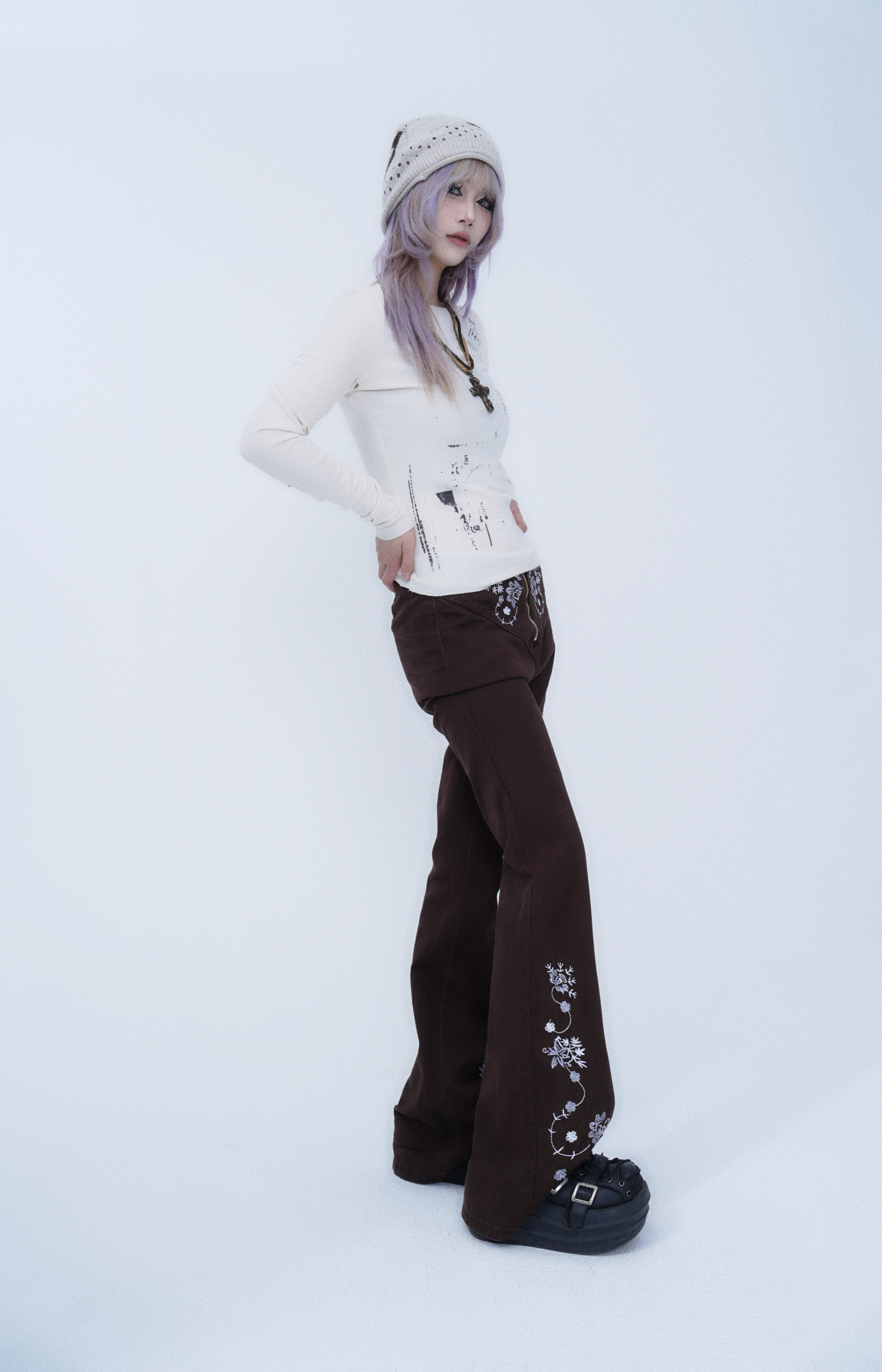 Butterfly & Floral Embroidered Pants