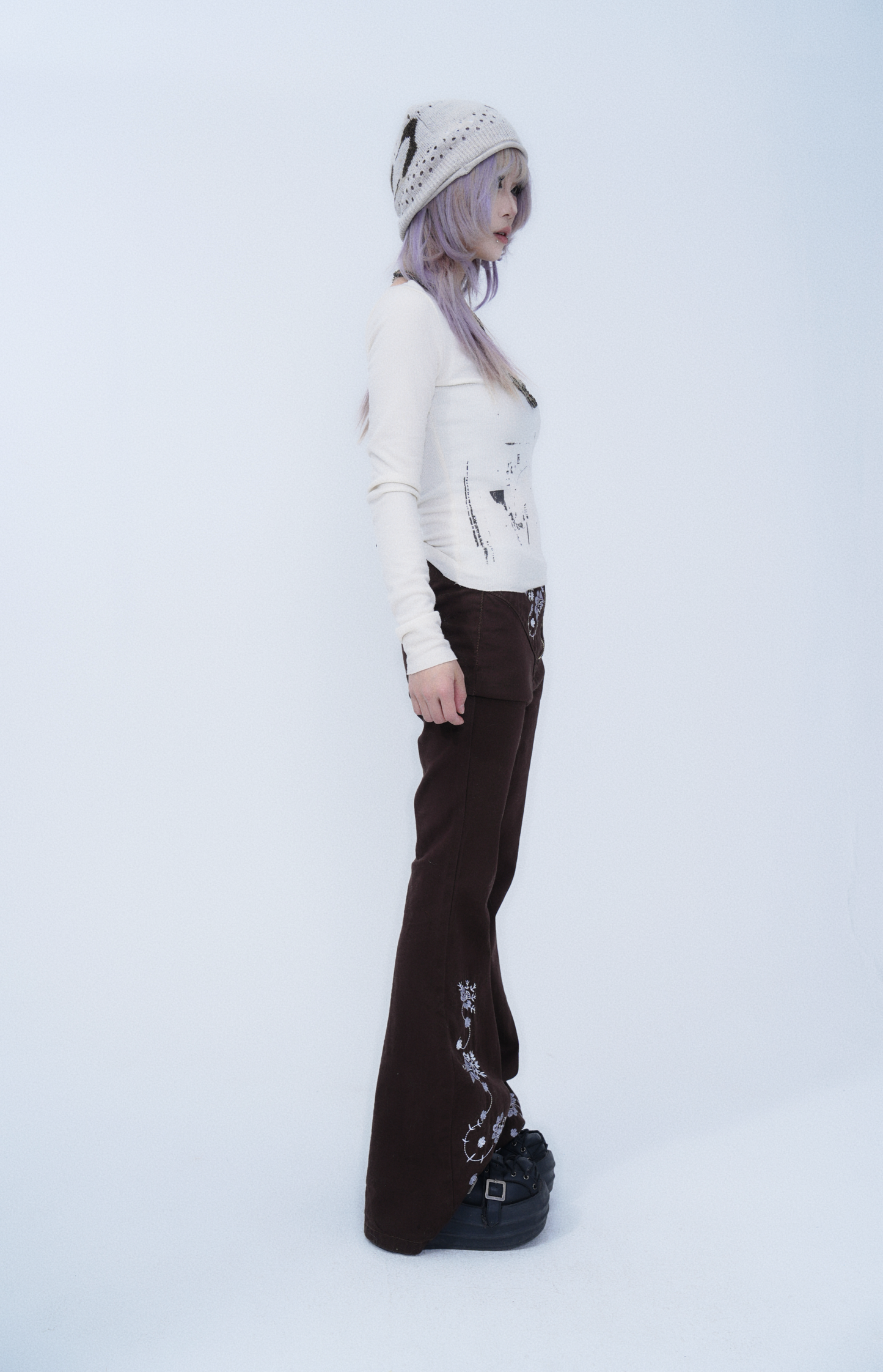 Butterfly & Floral Embroidered Pants