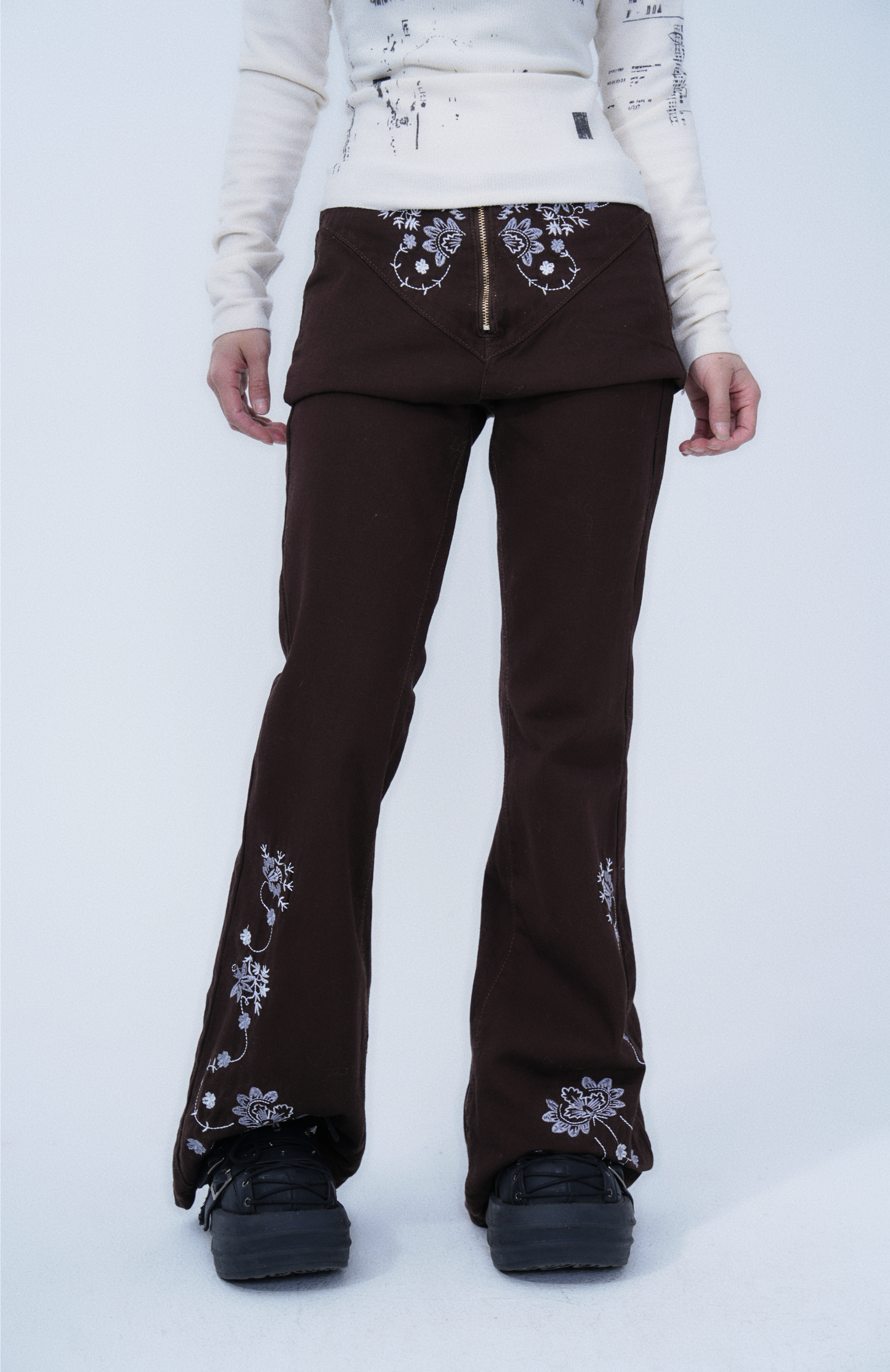 Butterfly & Floral Embroidered Pants