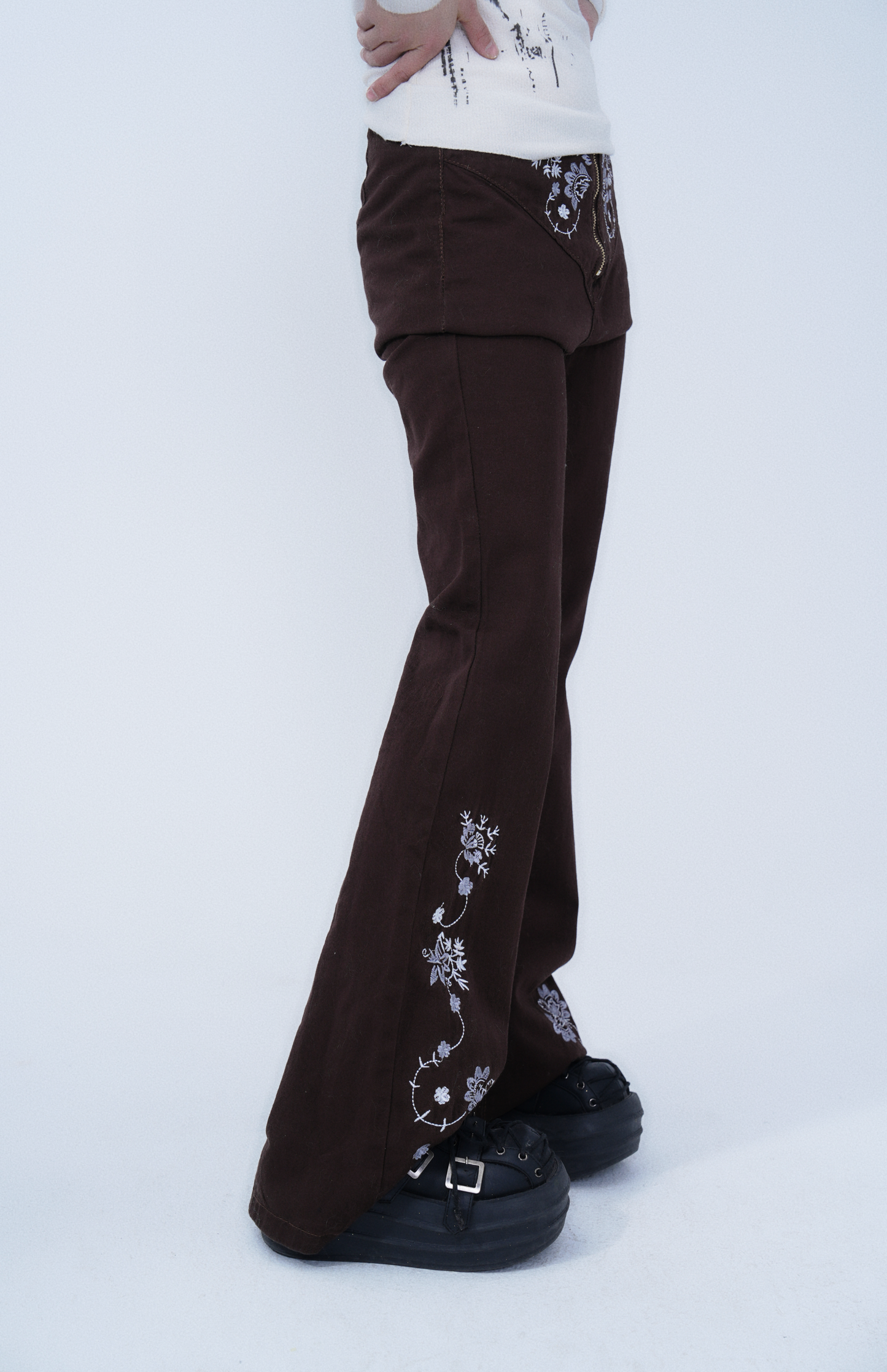 Butterfly & Floral Embroidered Pants