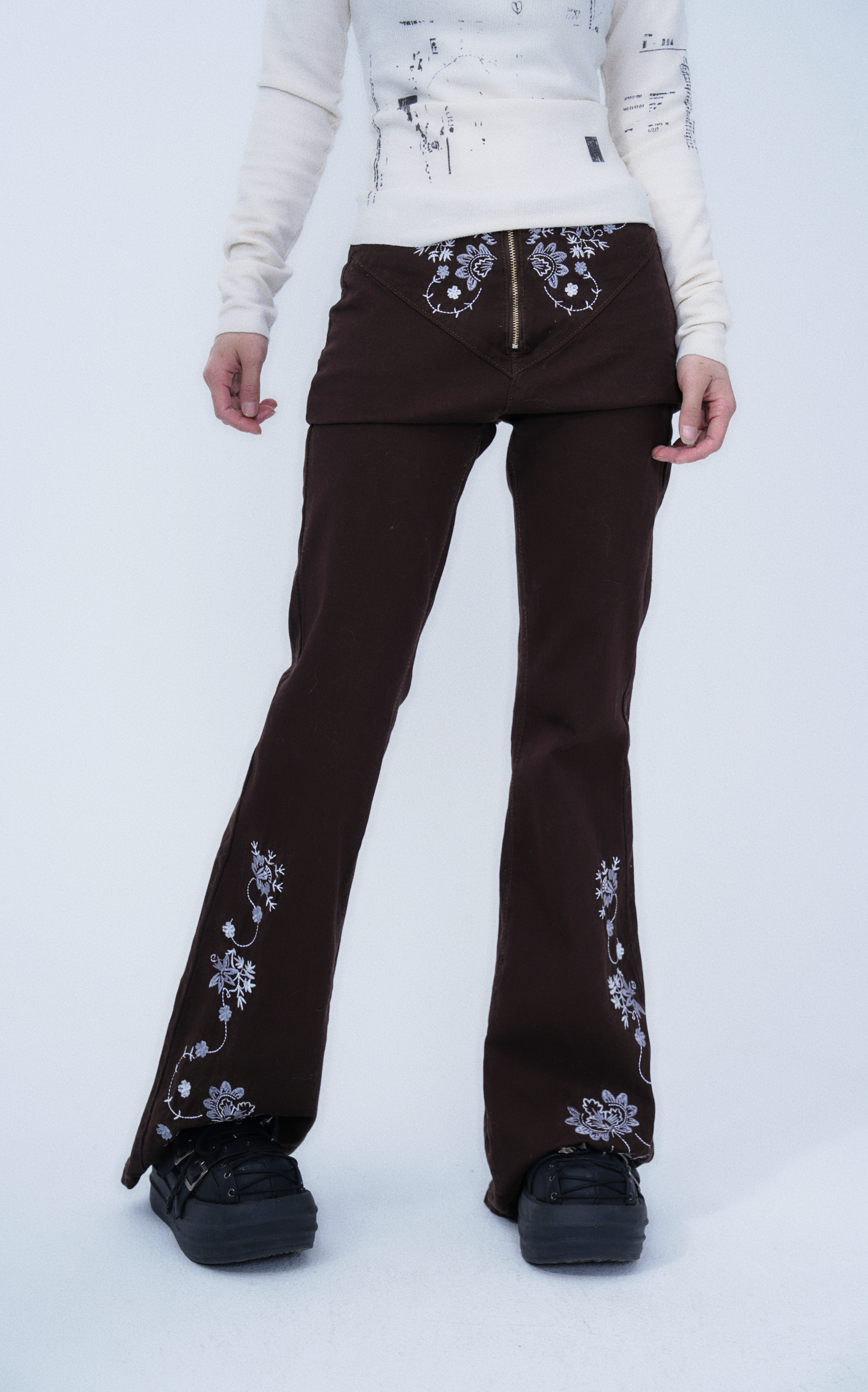 Butterfly & Floral Embroidered Pants