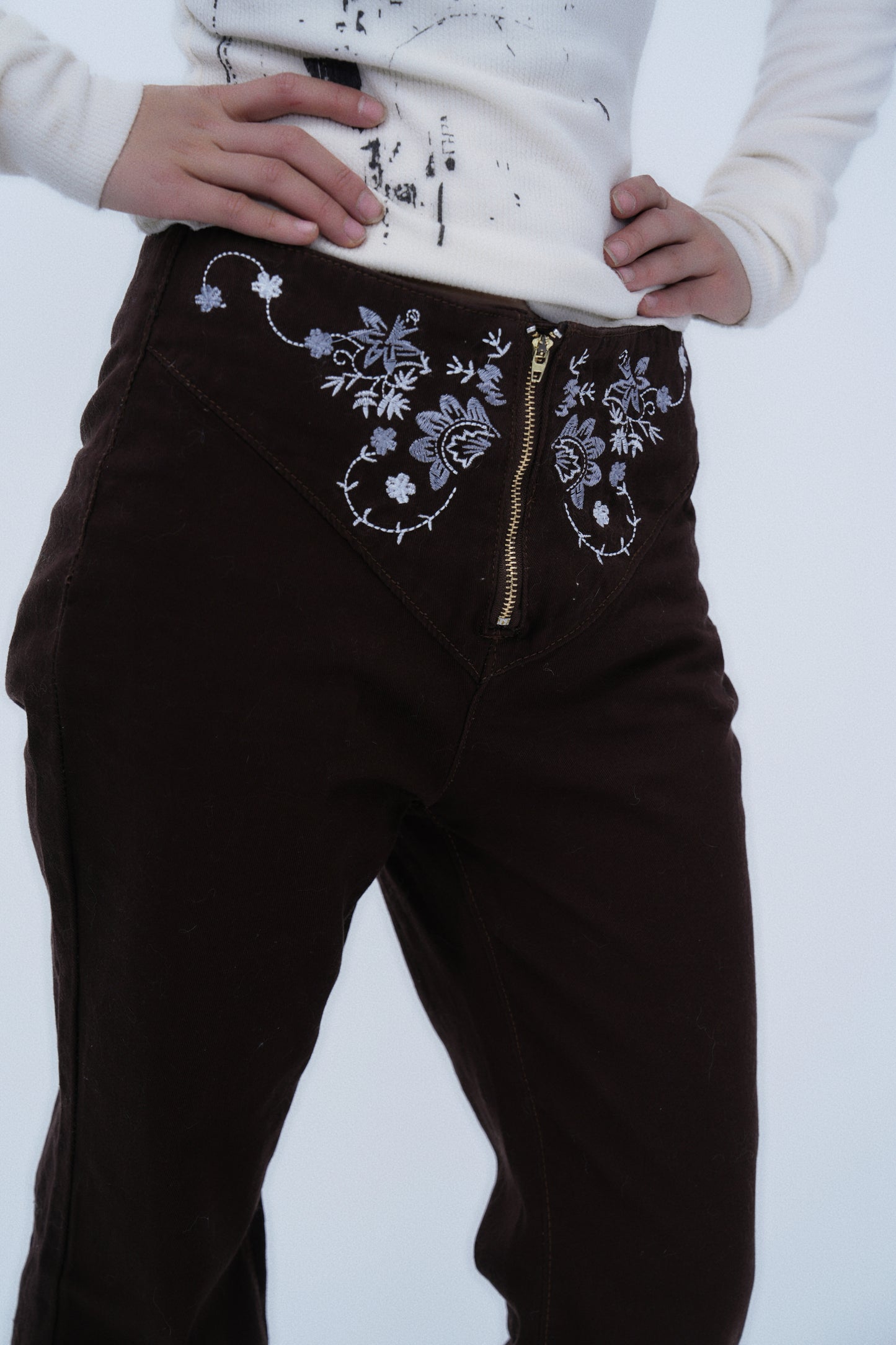 Butterfly & Floral Embroidered Pants