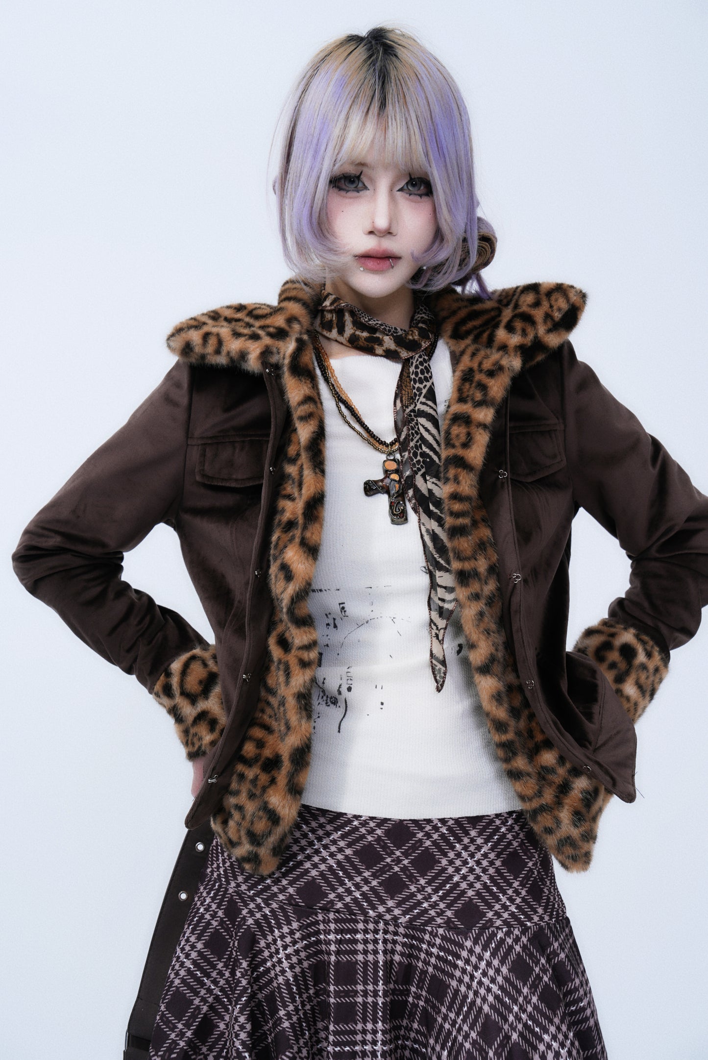 Leopard Print Collar Jacket