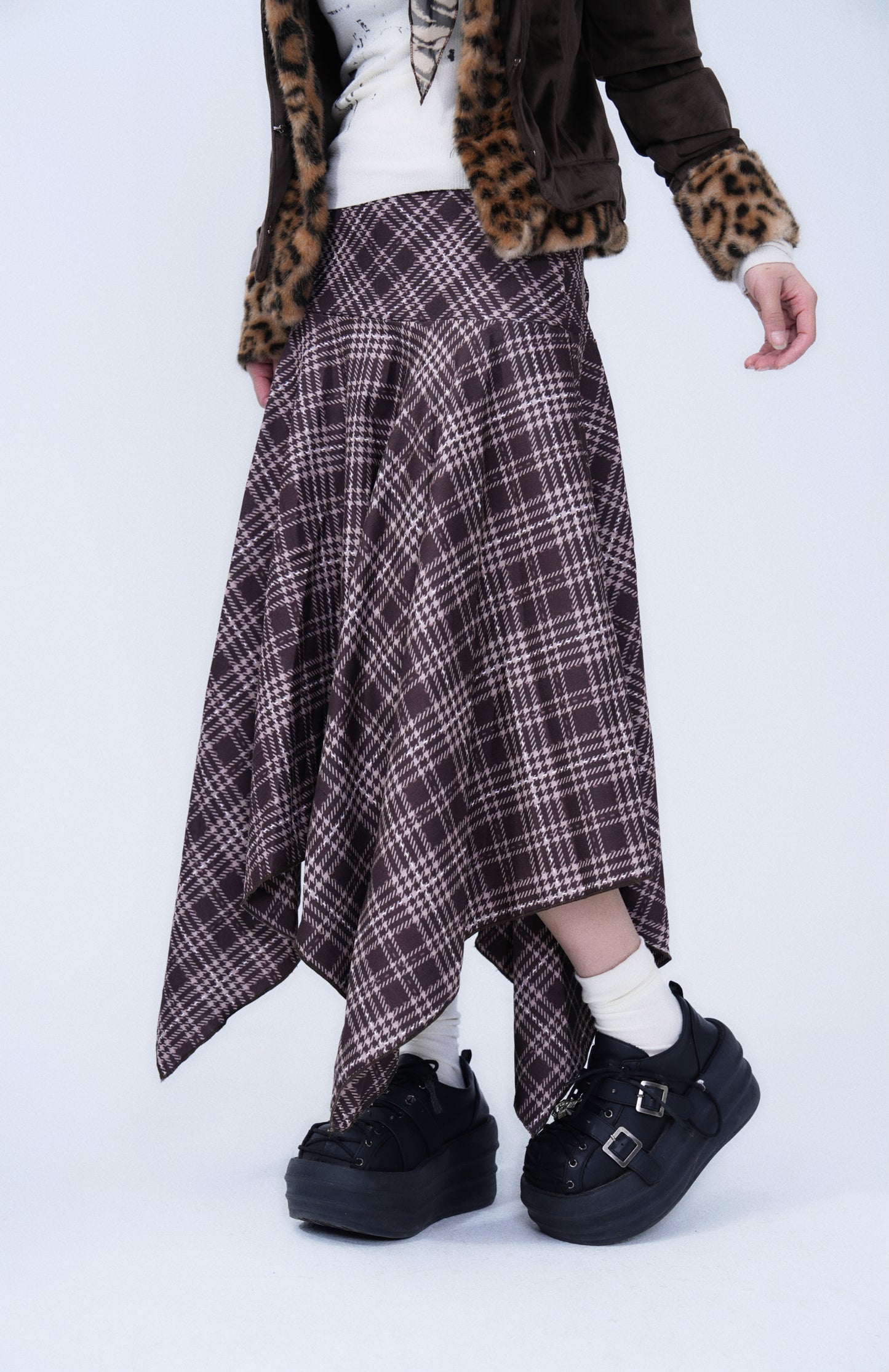 Vintage Plaid Patchwork Skirt
