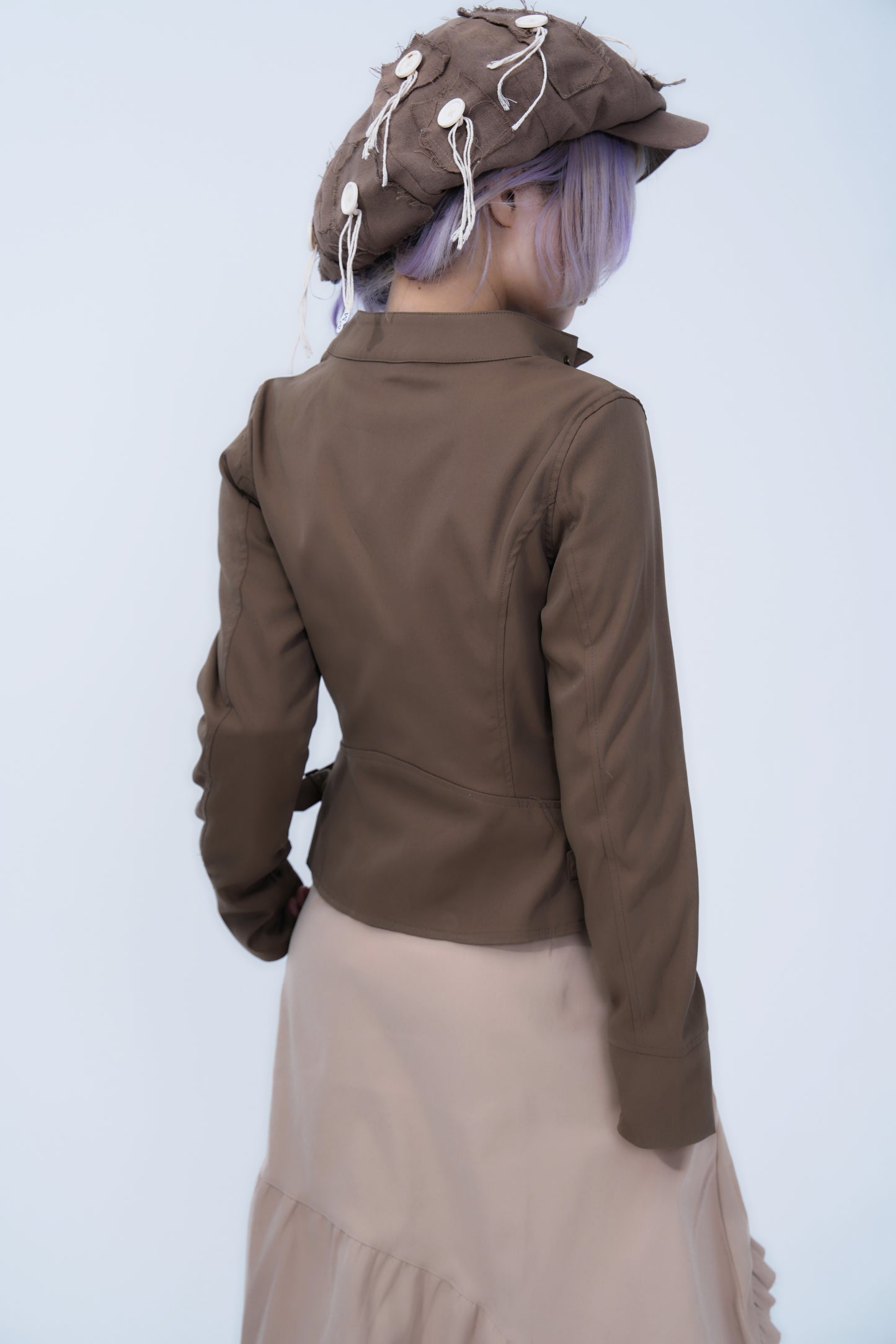 Asymmetrical Zipper Stand Collar Jacket