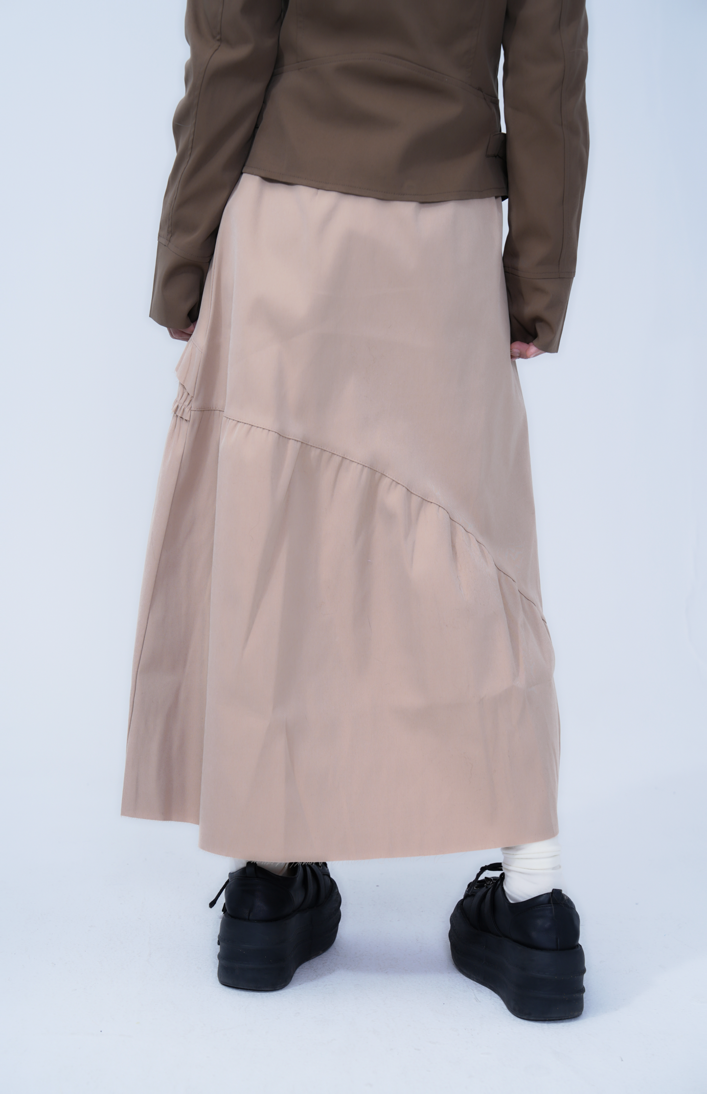 Ruins Ruffle Ruched Maxi Skirt