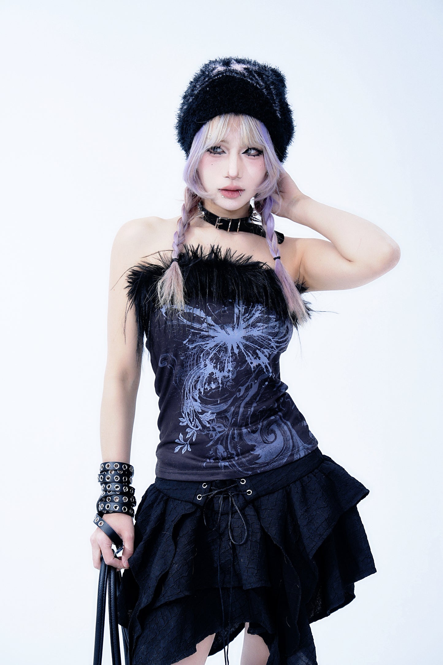 Gothic Alloy Buckle Layered Skirt