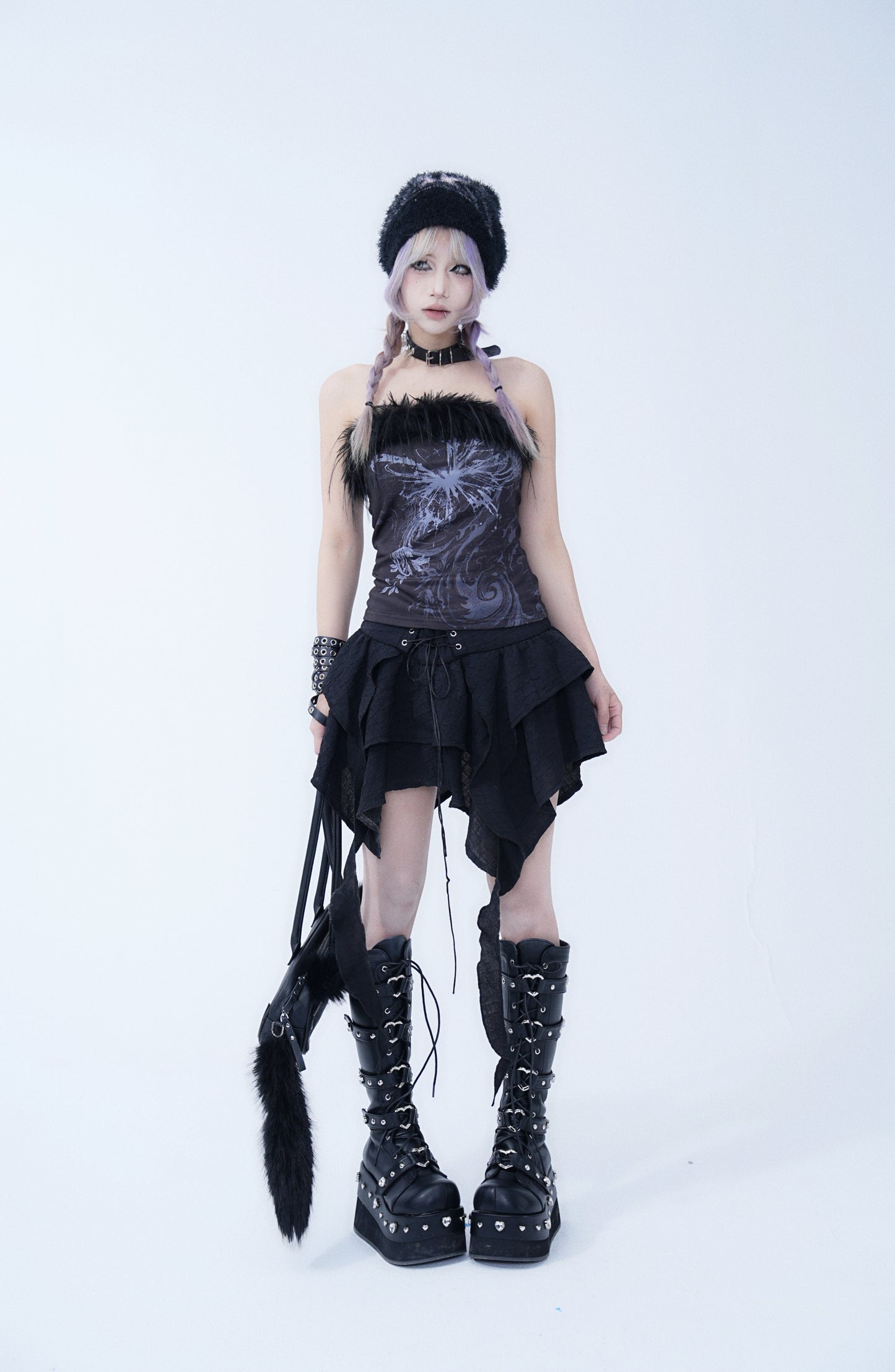 Gothic Alloy Buckle Layered Skirt