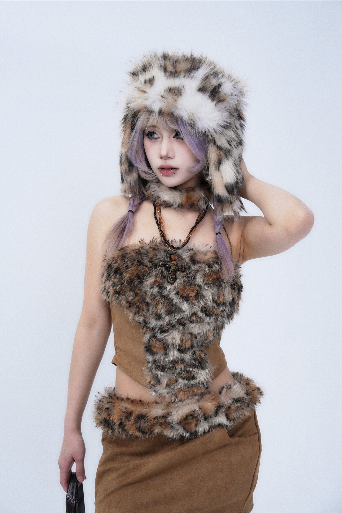Wild Feline Faux Fur Tube Top