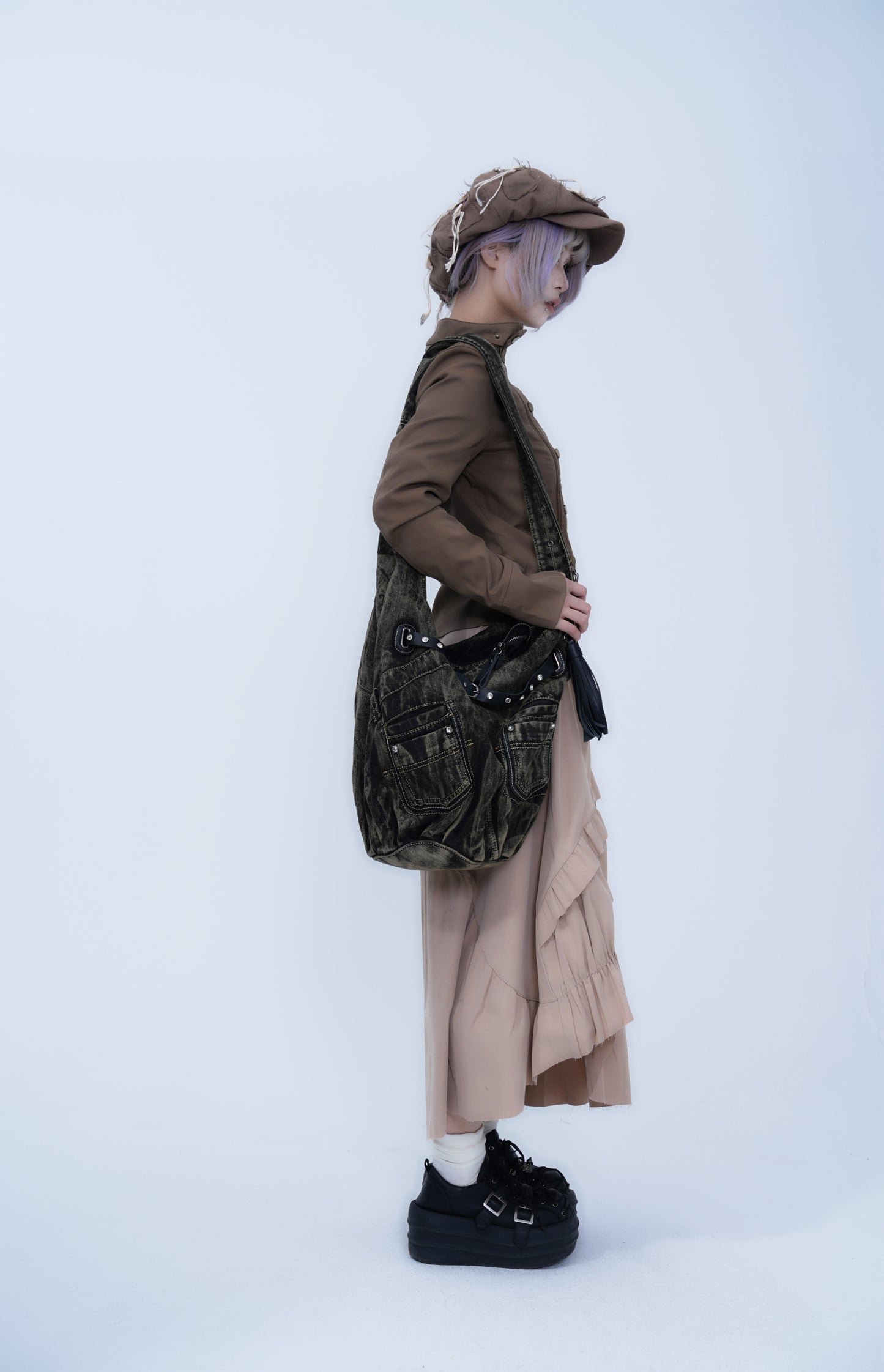 Asymmetrical Zipper Stand Collar Jacket