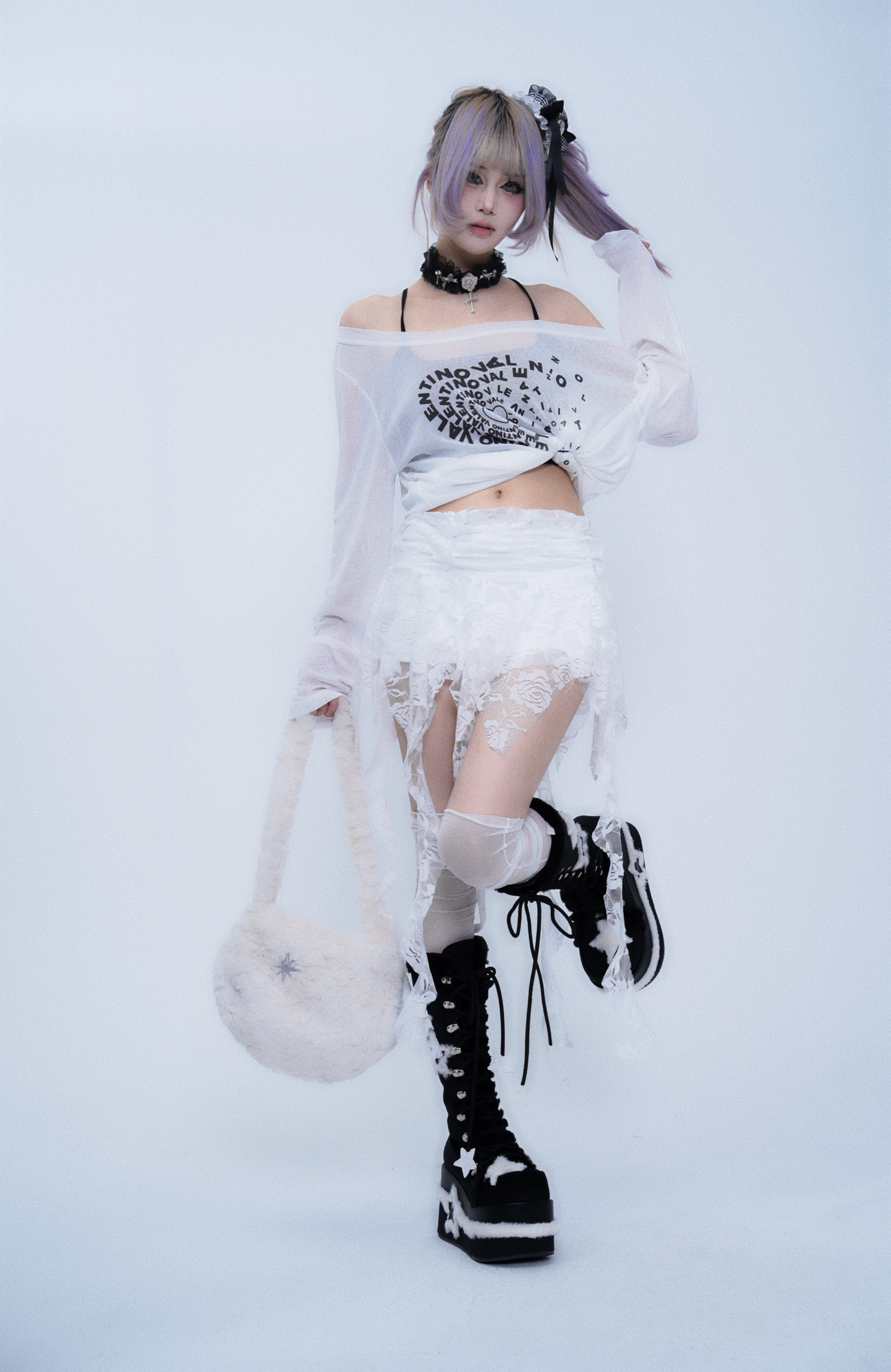 Lace Ribbon Mini Skirt
