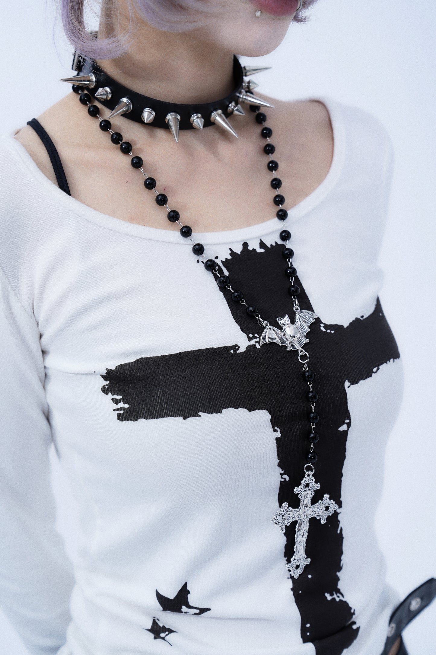 Angel & Bat Cross Necklace