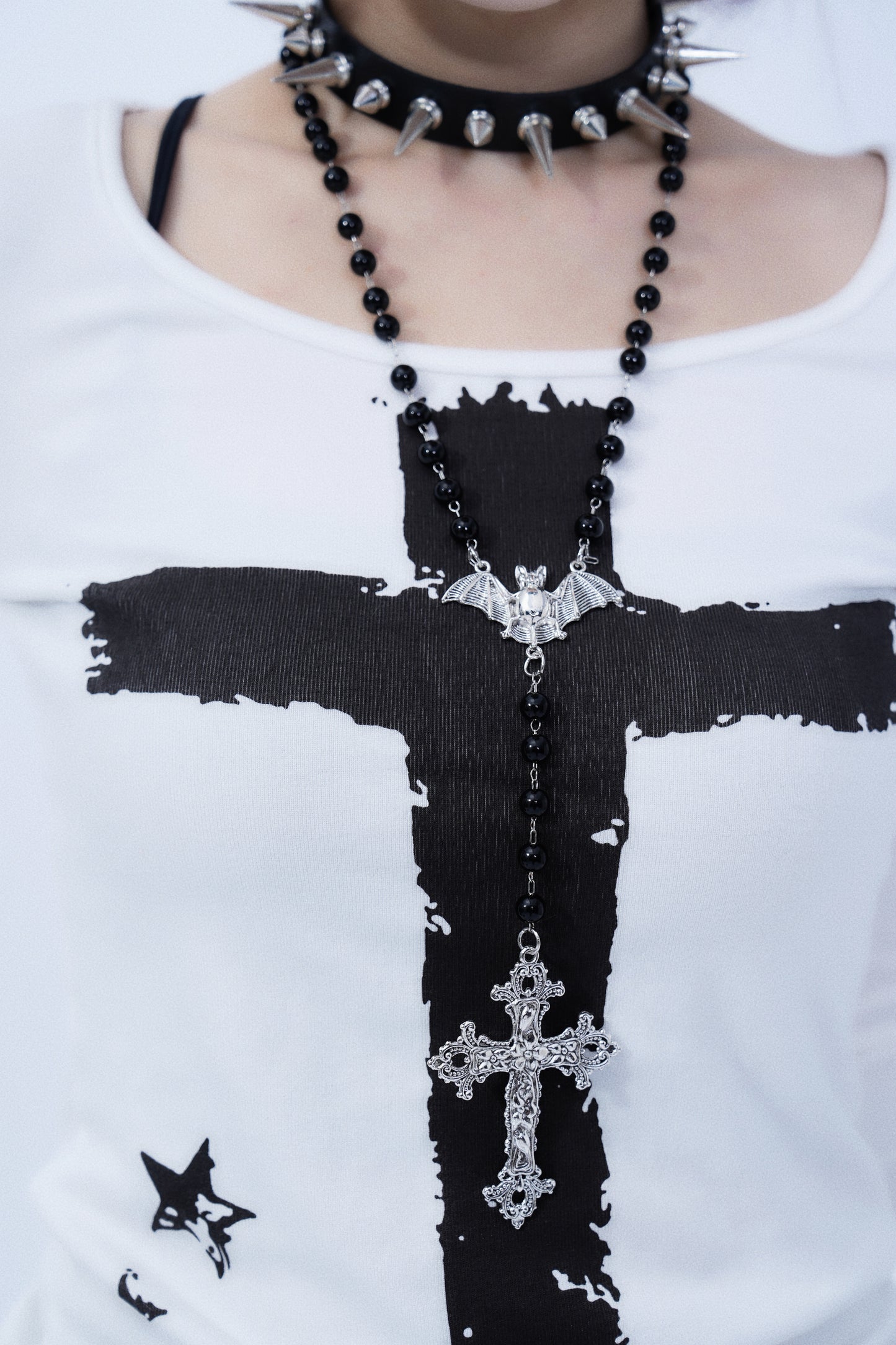 Angel & Bat Cross Necklace