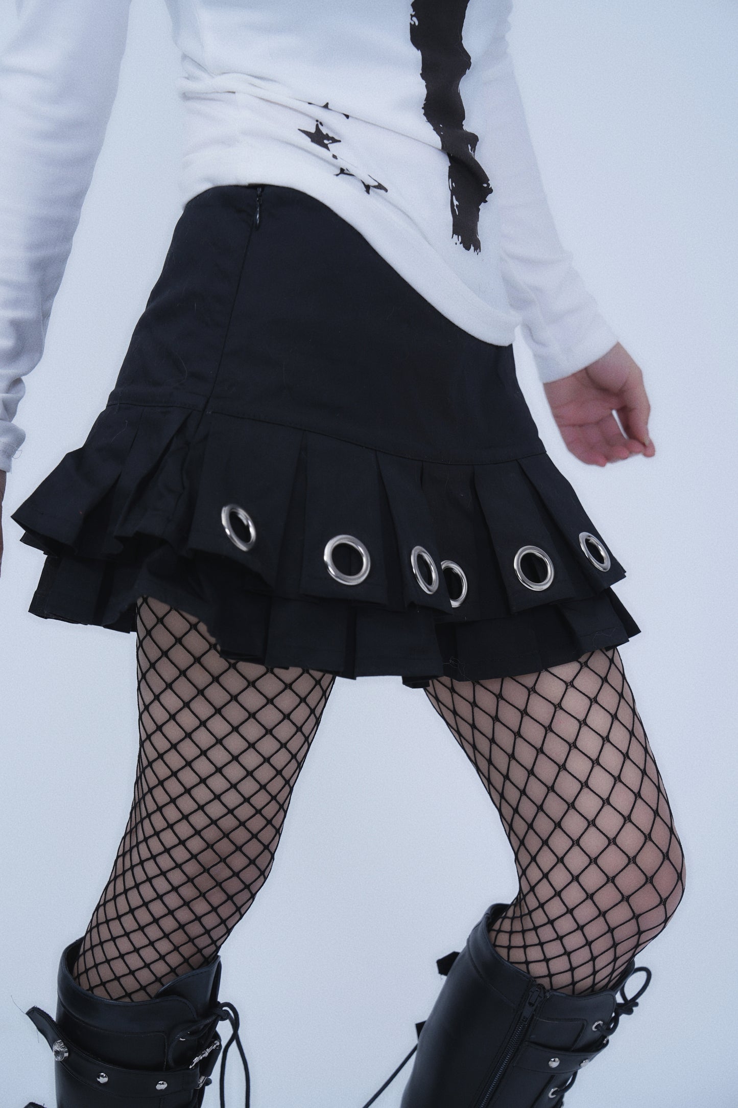 Dark Metal Pleated Skirt