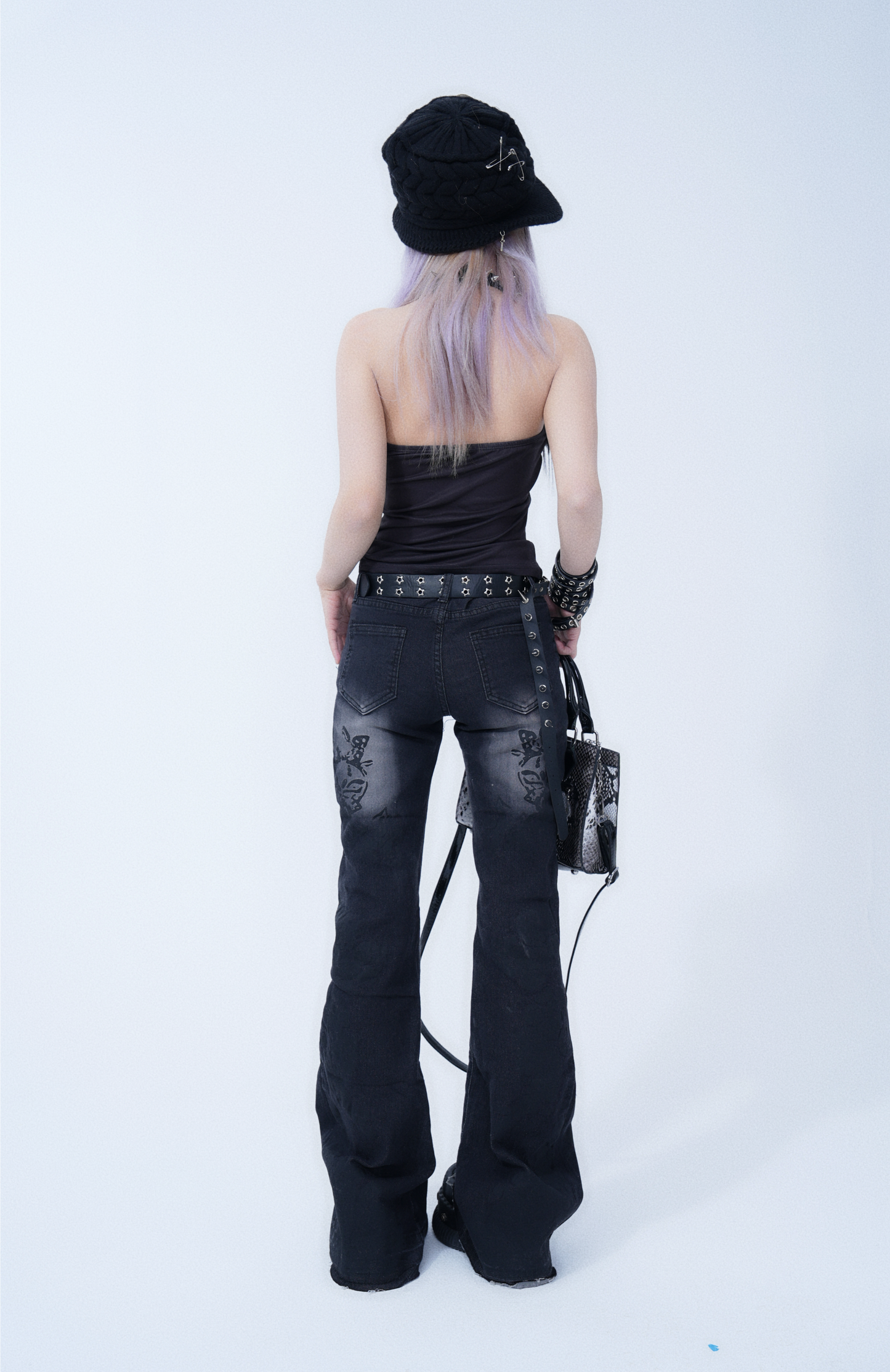 Low Waist Embroidered Bell-bottom Jeans