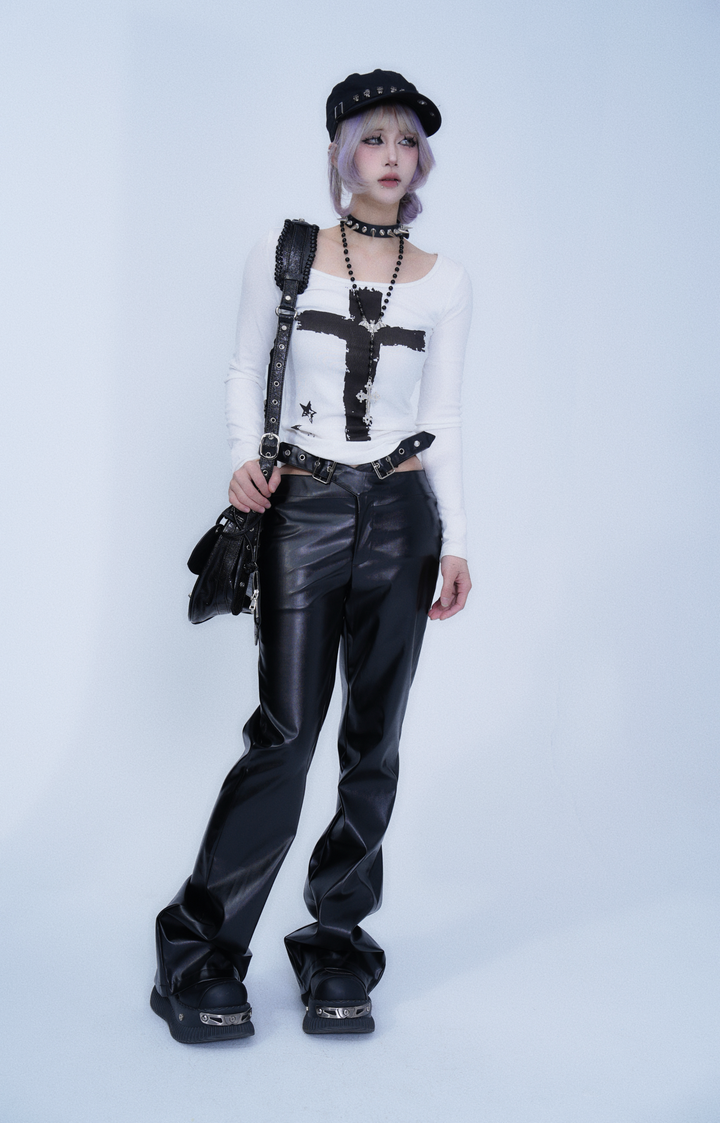 Punk Skull-Studded Military Cap