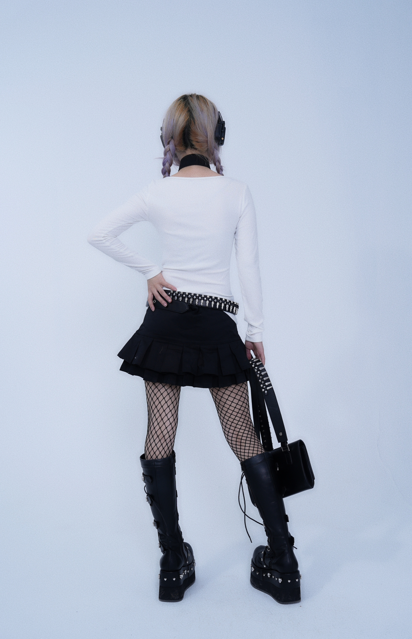 Dark Metal Pleated Skirt
