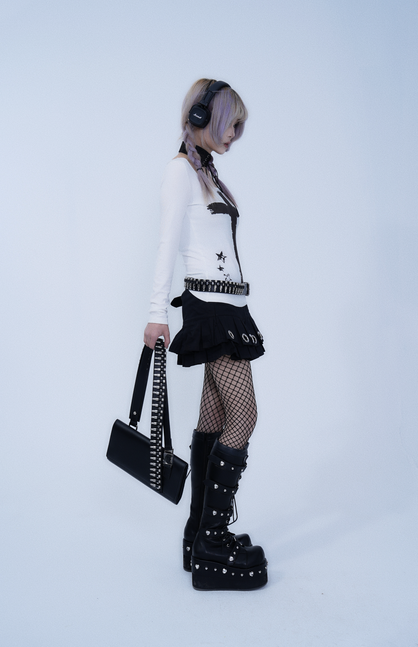 Dark Metal Pleated Skirt