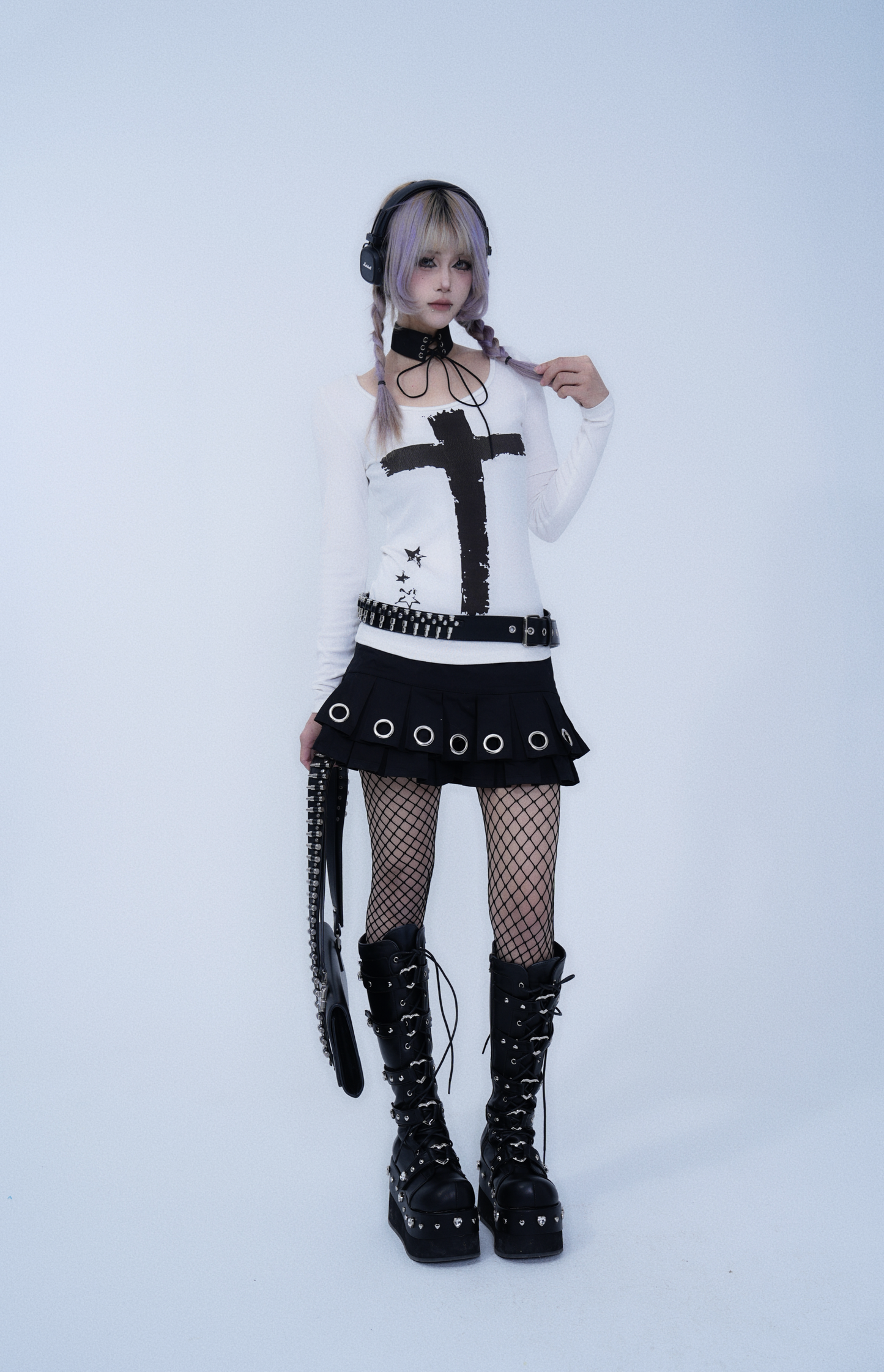 Dark Metal Pleated Skirt