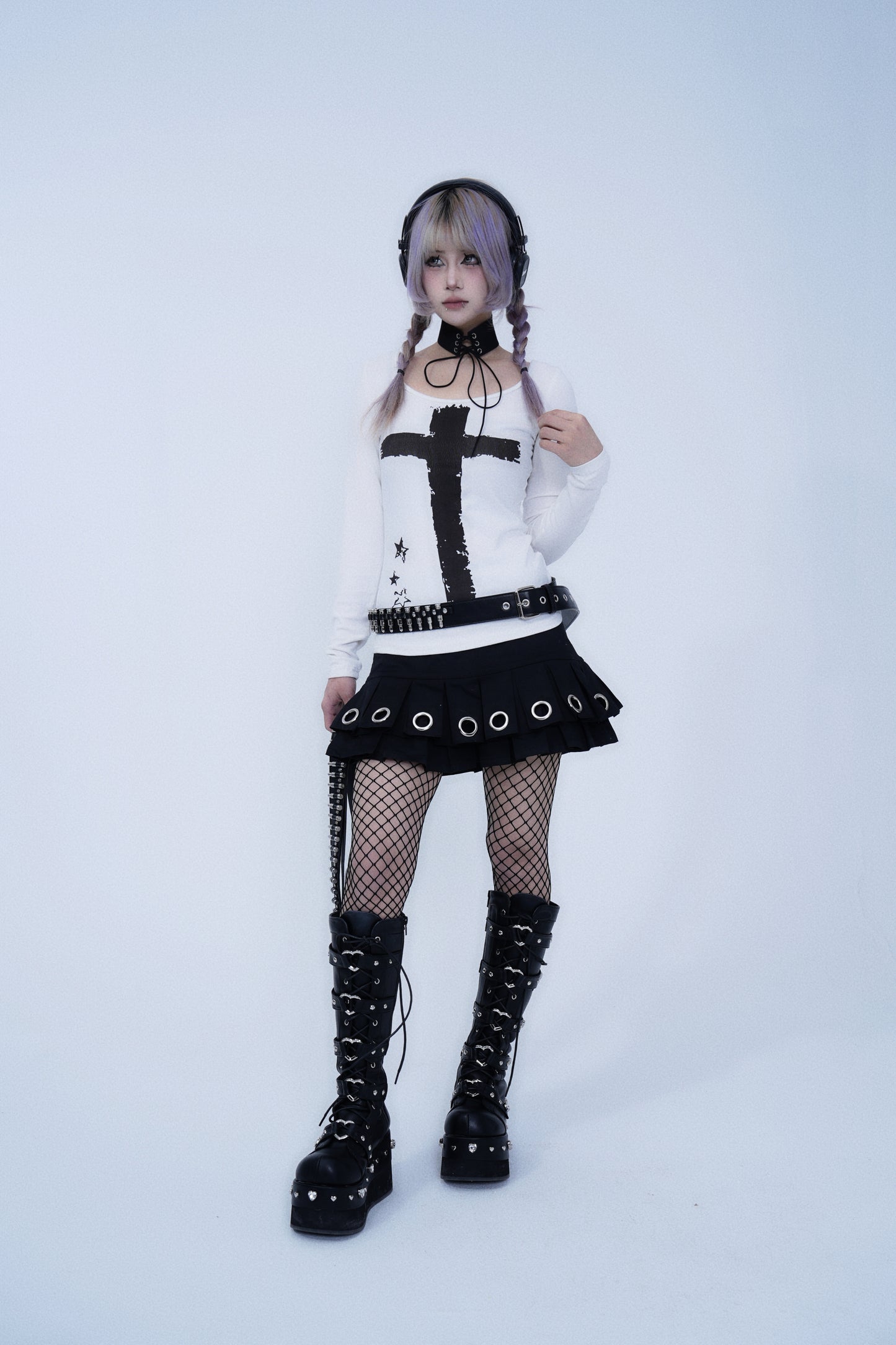 Dark Metal Pleated Skirt