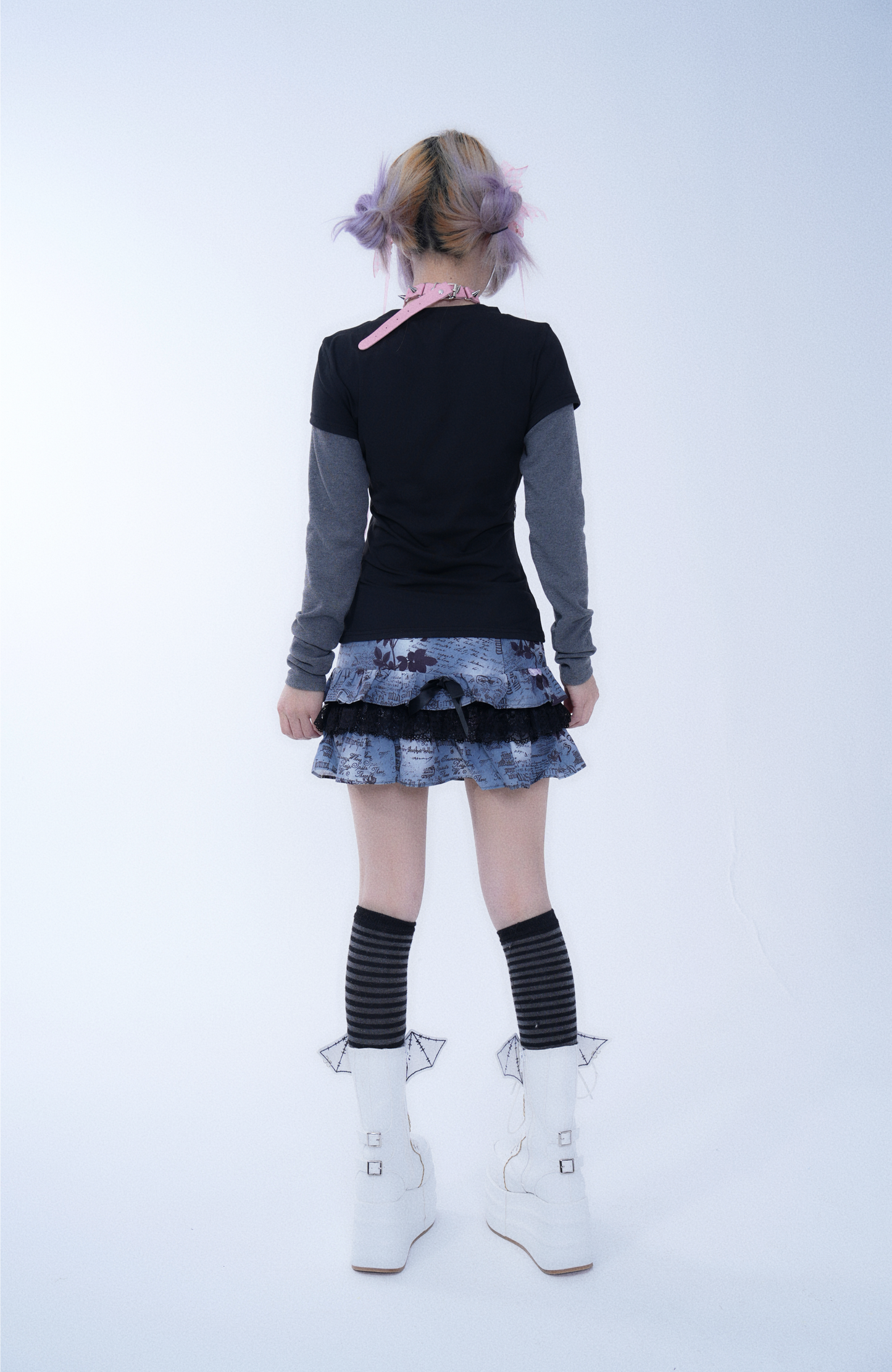 Lace Bow Mini Tiered Skirt
