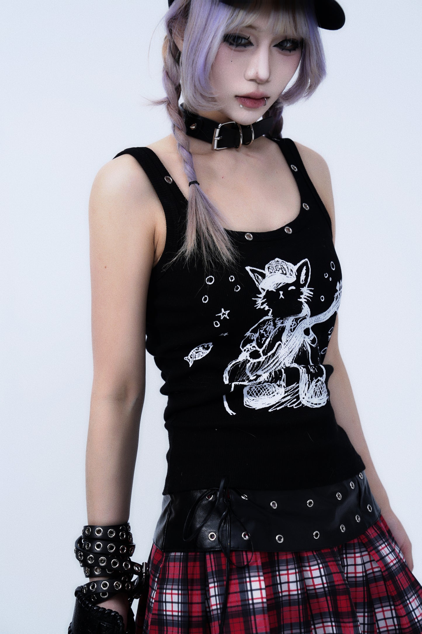 Studded Patchwork Choker