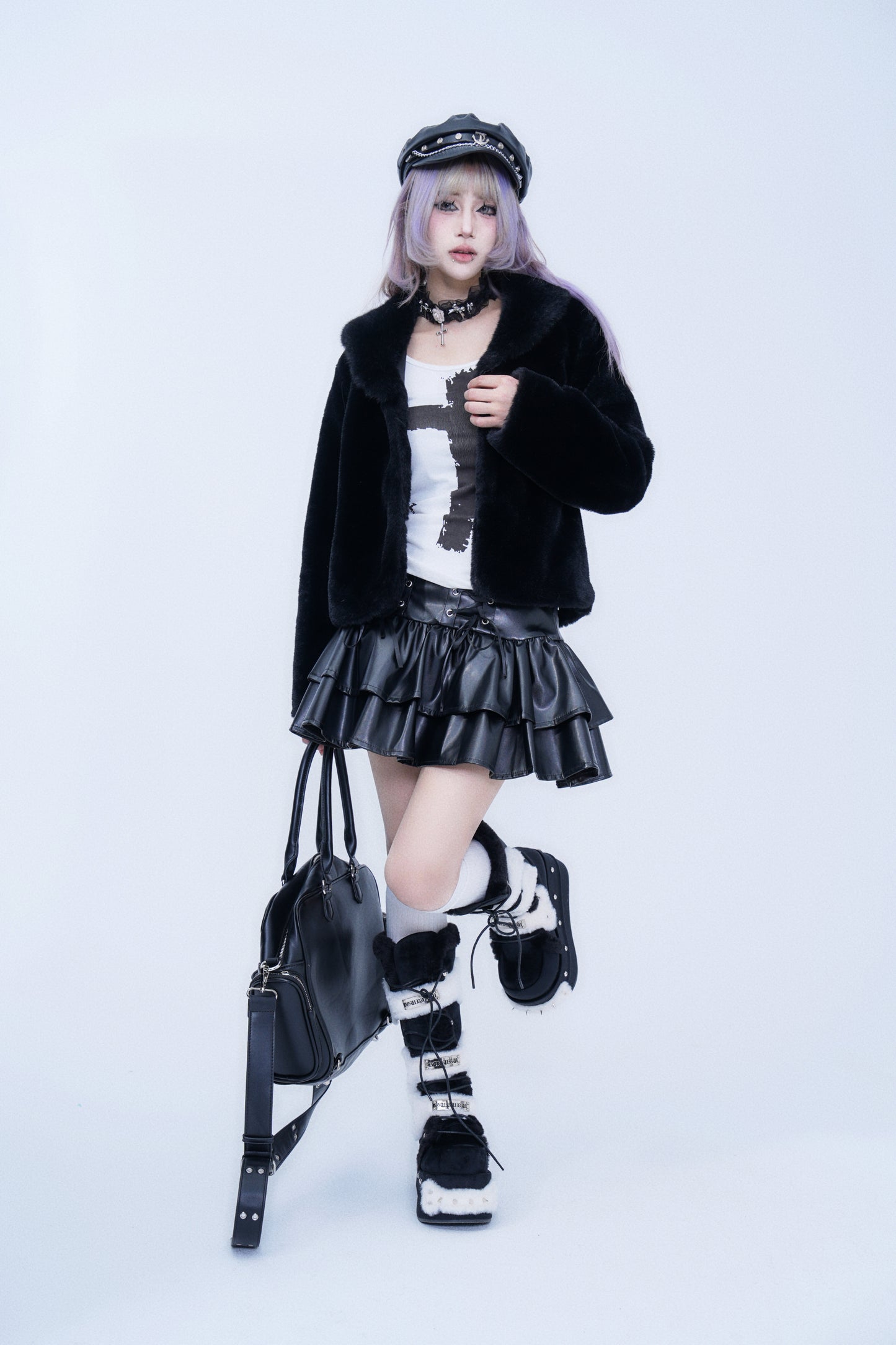 Rivet Plush Platform Knee-High Boots